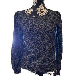 Loft, blouse, gray and black flowers in a size extra small.